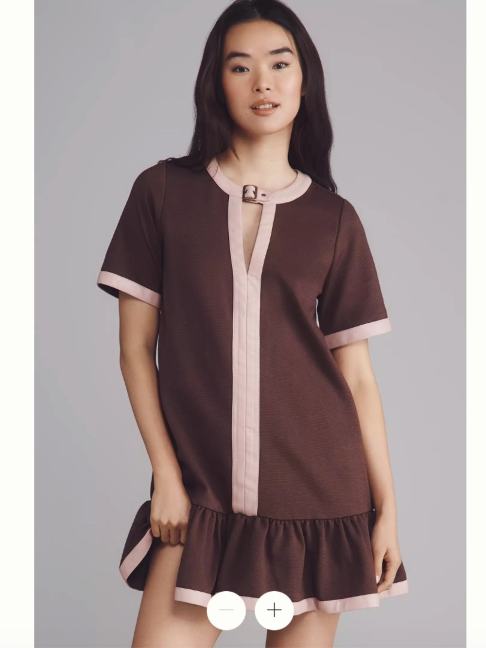Anthopologie Maeve Colorblock Leather Trim Drop-Waist Mini Dress Small NWT